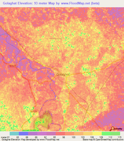 Golaghat,India Elevation Map