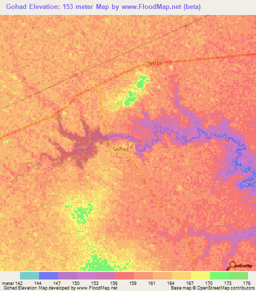 Gohad,India Elevation Map