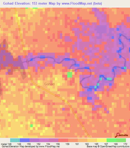 Gohad,India Elevation Map