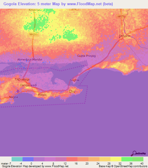 Gogola,India Elevation Map