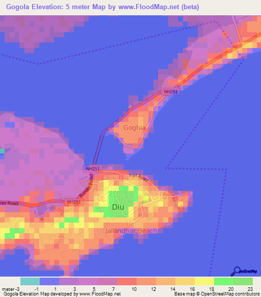Gogola,India Elevation Map