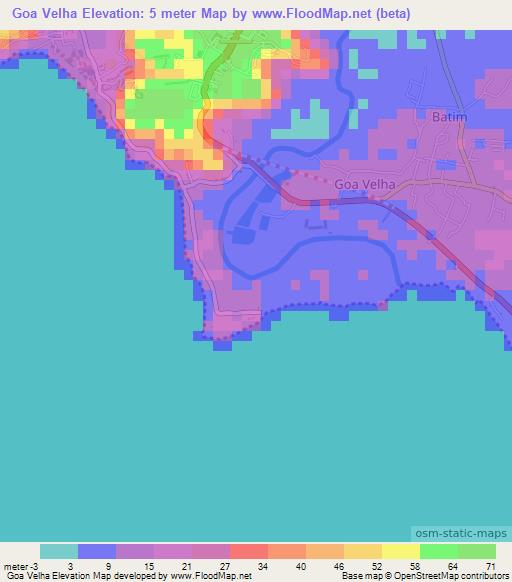 Goa Velha,India Elevation Map