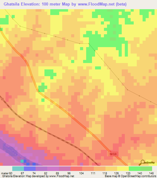 Ghatsila,India Elevation Map