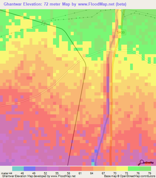 Ghantwar,India Elevation Map