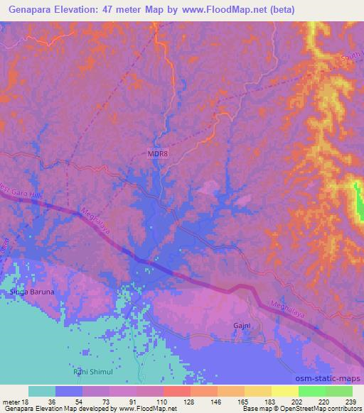 Genapara,India Elevation Map