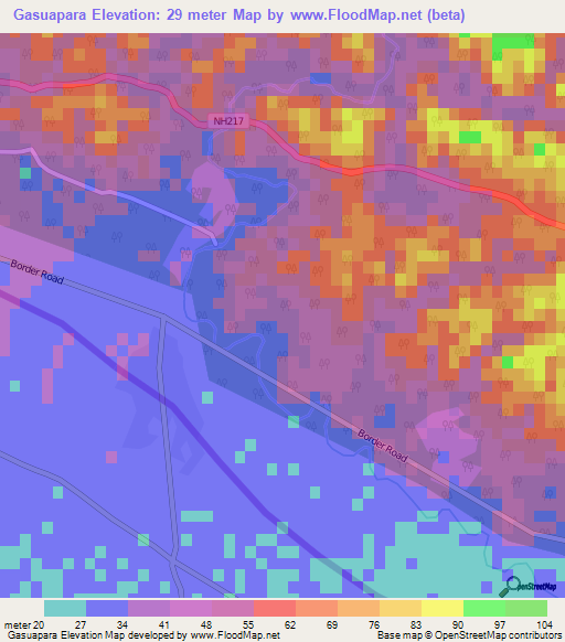 Gasuapara,India Elevation Map