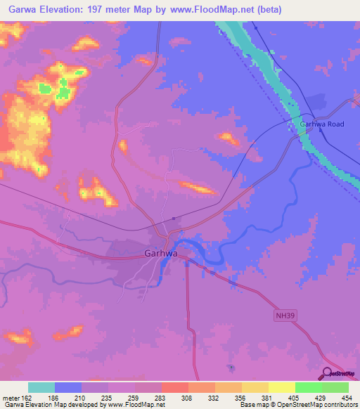 Garwa,India Elevation Map
