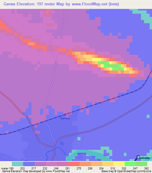 Garwa,India Elevation Map