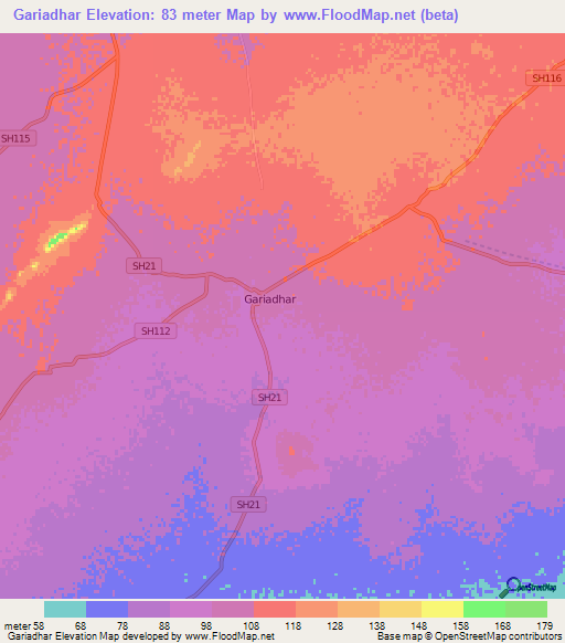 Gariadhar,India Elevation Map