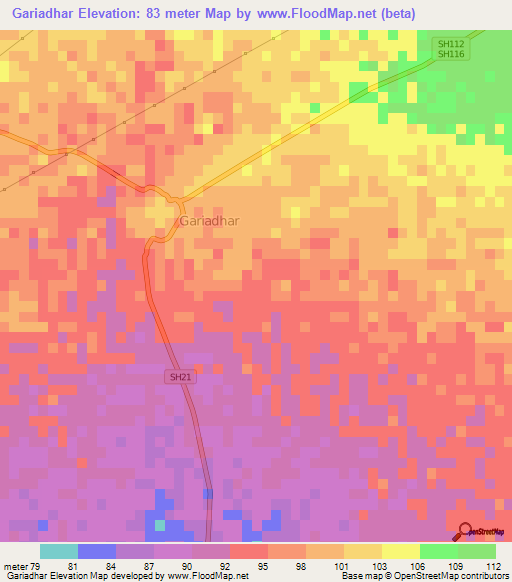 Gariadhar,India Elevation Map