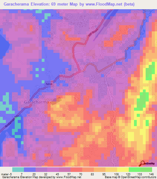 Garacherama,India Elevation Map