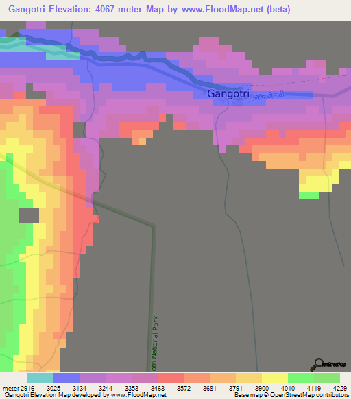 Gangotri,India Elevation Map