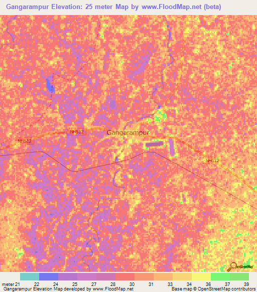 Gangarampur,India Elevation Map