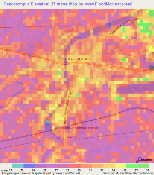 Gangarampur,India Elevation Map