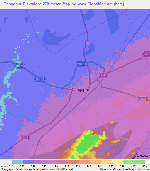 Gangapur,India Elevation Map