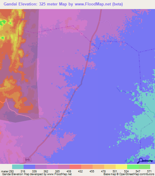 Gandai,India Elevation Map