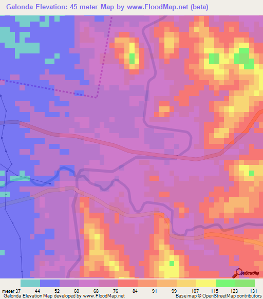 Galonda,India Elevation Map