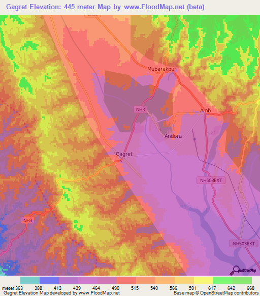 Gagret,India Elevation Map