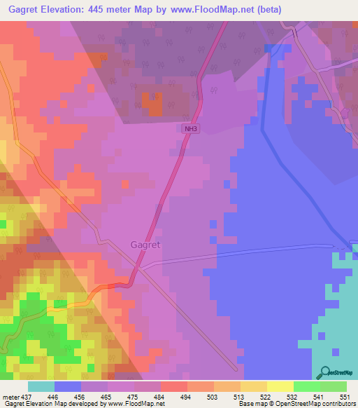 Gagret,India Elevation Map