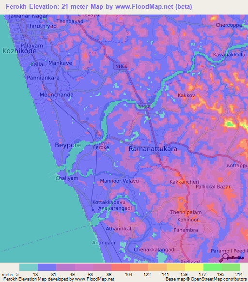 Ferokh,India Elevation Map