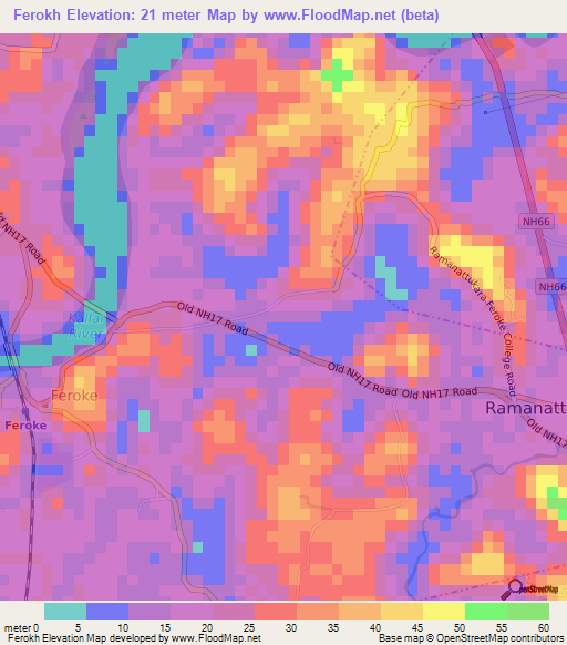 Ferokh,India Elevation Map