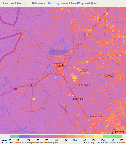Fazilka,India Elevation Map