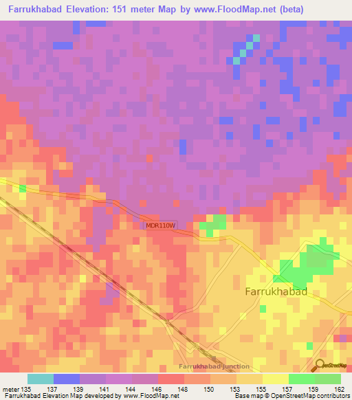 Farrukhabad,India Elevation Map