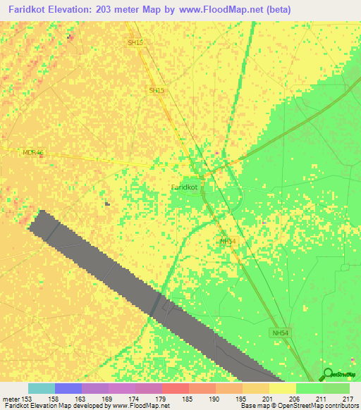 Faridkot,India Elevation Map
