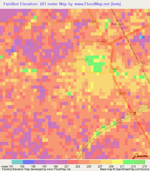 Faridkot,India Elevation Map