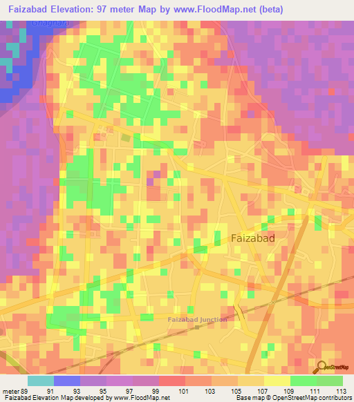 Faizabad,India Elevation Map