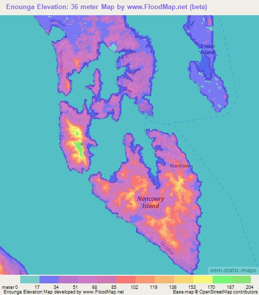 Enounga,India Elevation Map