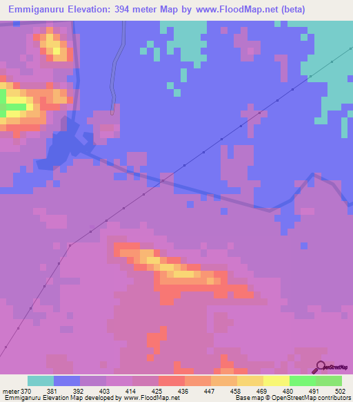 Emmiganuru,India Elevation Map