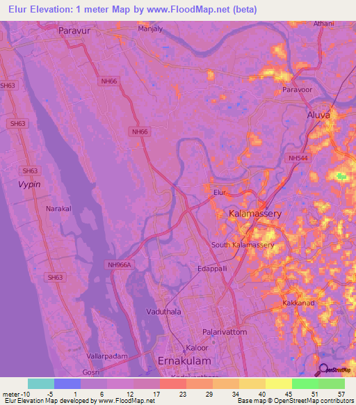 Elur,India Elevation Map