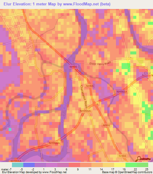 Elur,India Elevation Map