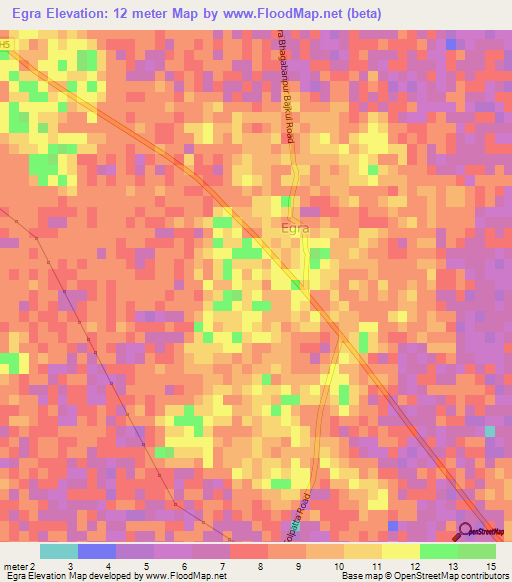 Egra,India Elevation Map