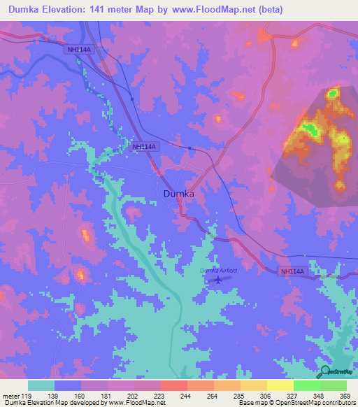 Dumka,India Elevation Map