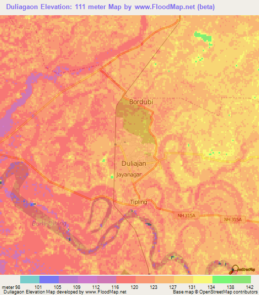 Duliagaon,India Elevation Map