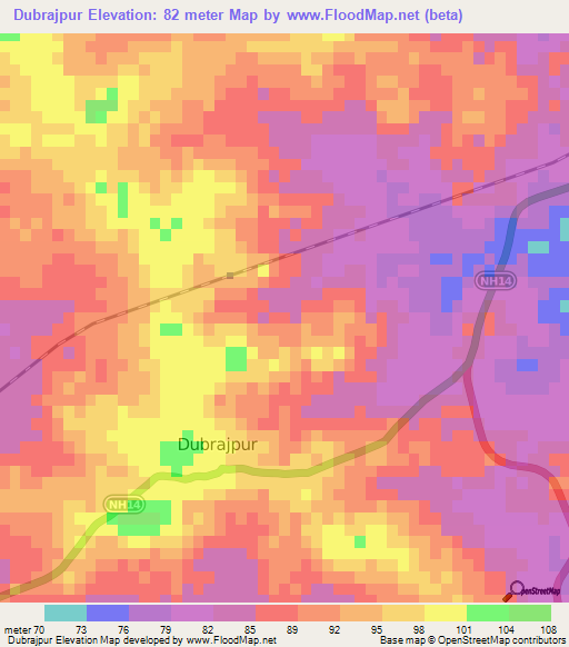 Dubrajpur,India Elevation Map