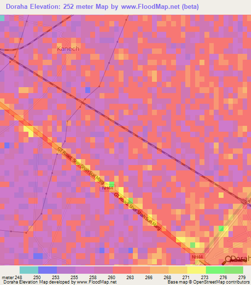 Doraha,India Elevation Map