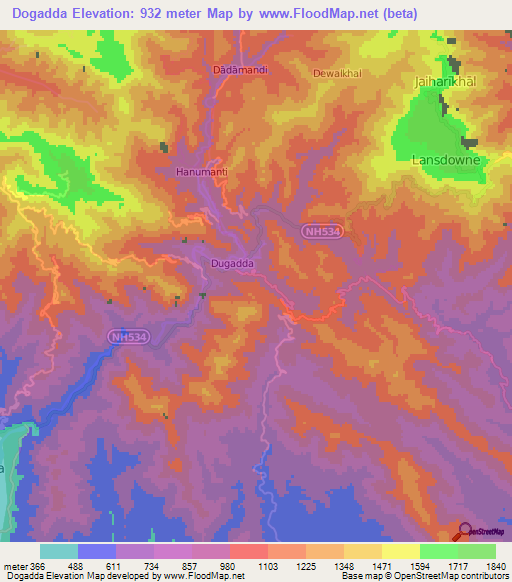 Dogadda,India Elevation Map