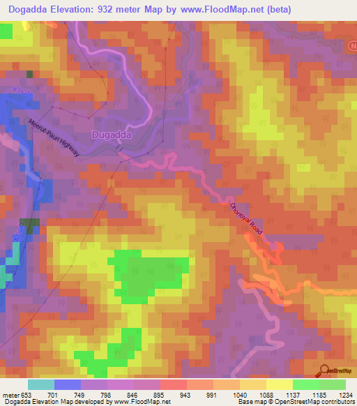 Dogadda,India Elevation Map