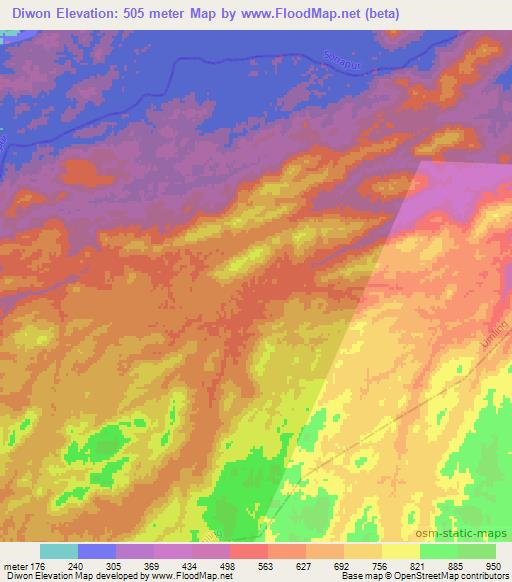 Diwon,India Elevation Map