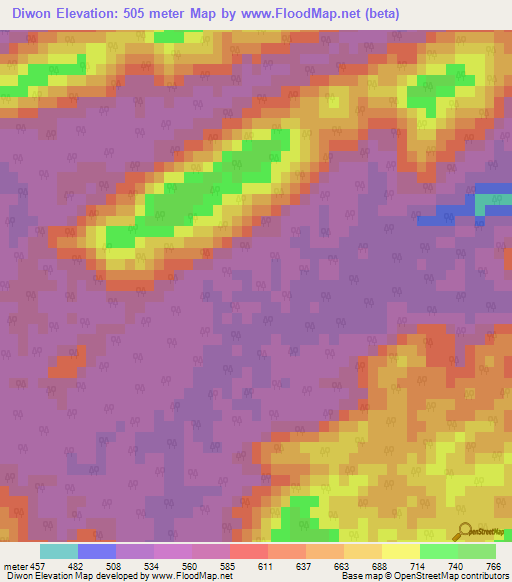 Diwon,India Elevation Map