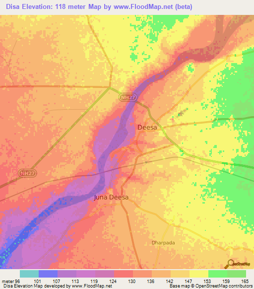 Disa,India Elevation Map