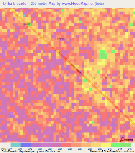 Dirba,India Elevation Map