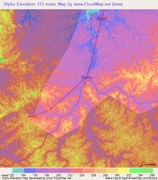 Diphu,India Elevation Map