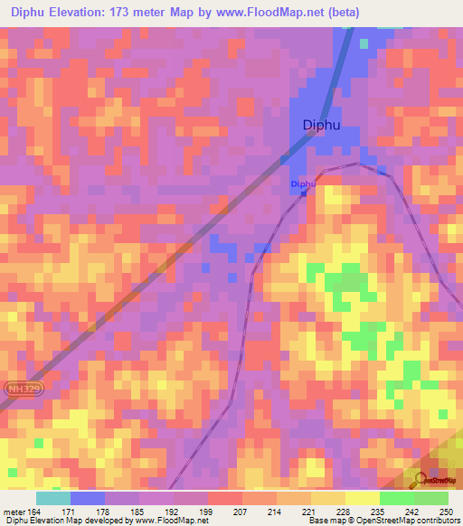 Diphu,India Elevation Map
