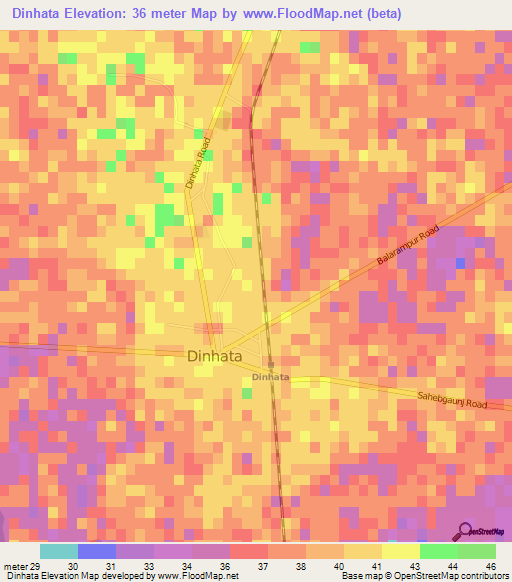 Dinhata,India Elevation Map
