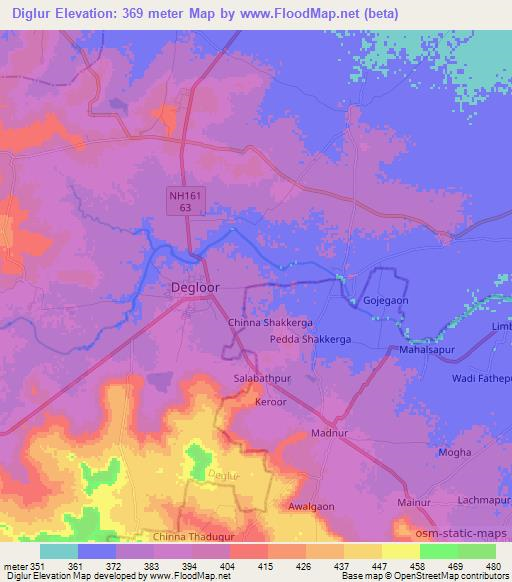 Diglur,India Elevation Map