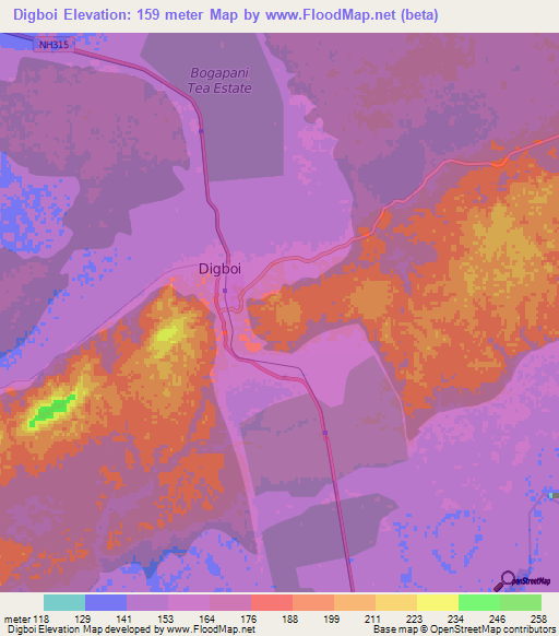 Digboi,India Elevation Map